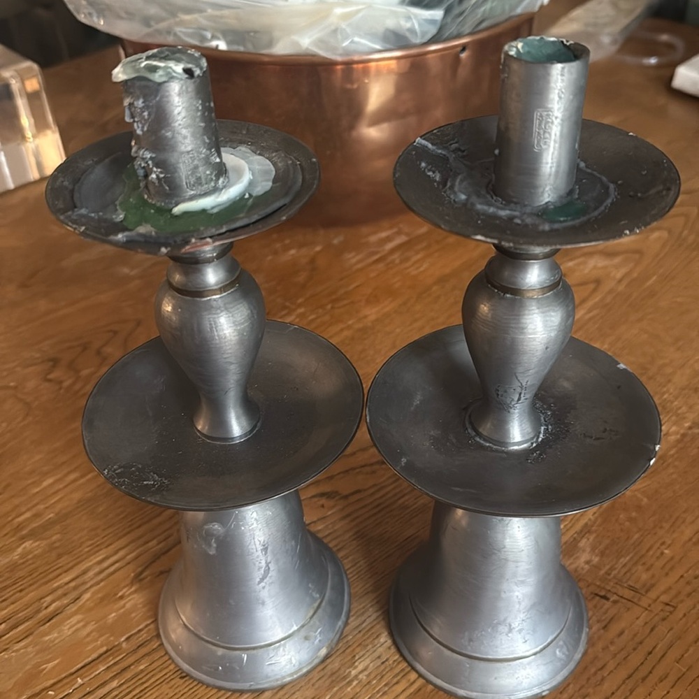 Vintage Pewter Candlesticks - Set of 2